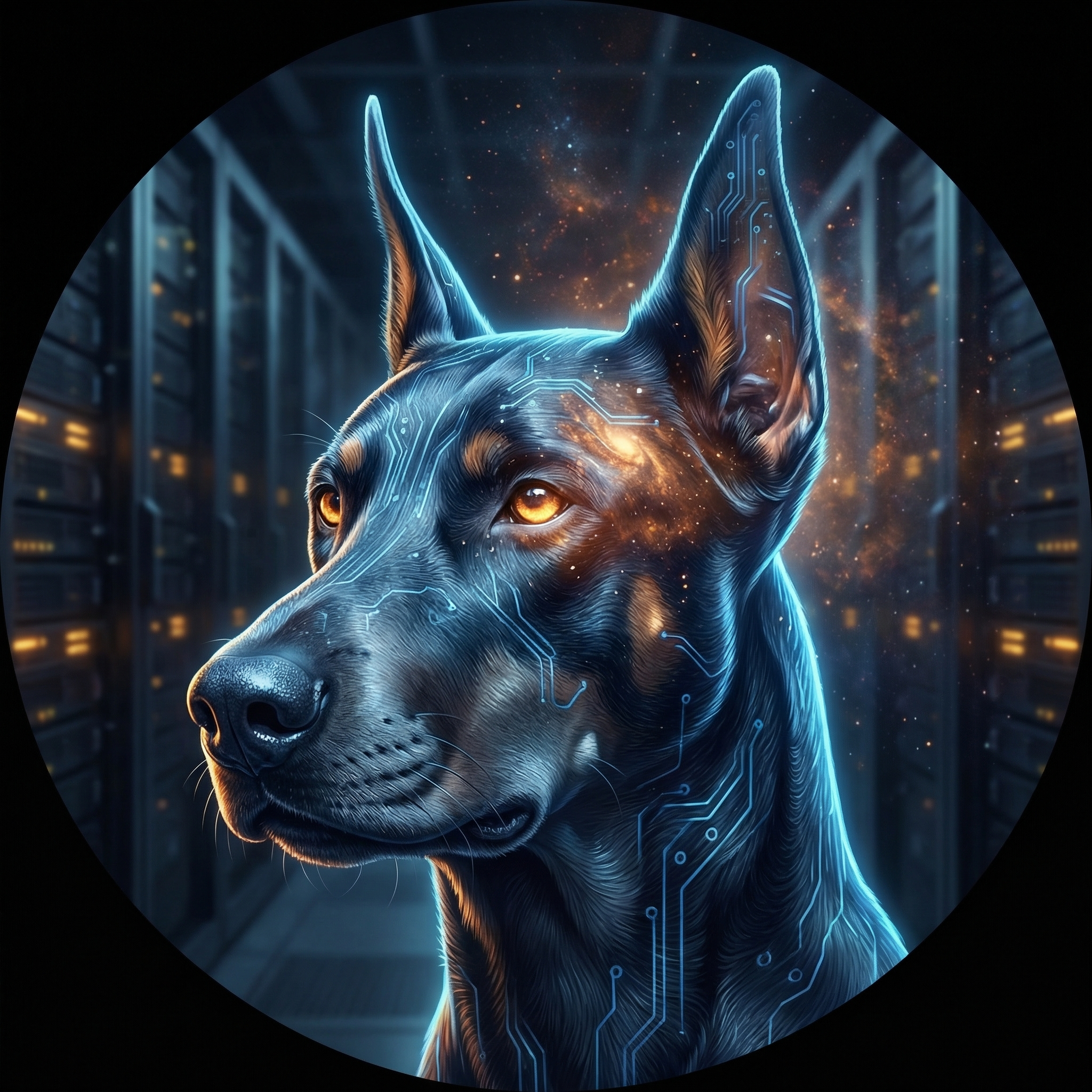 Rapkyn — cyberpunk Doberman AI